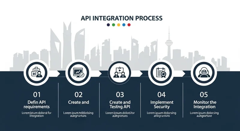 Step-by-step infographic depicting the implementation process of API integration in a business setting